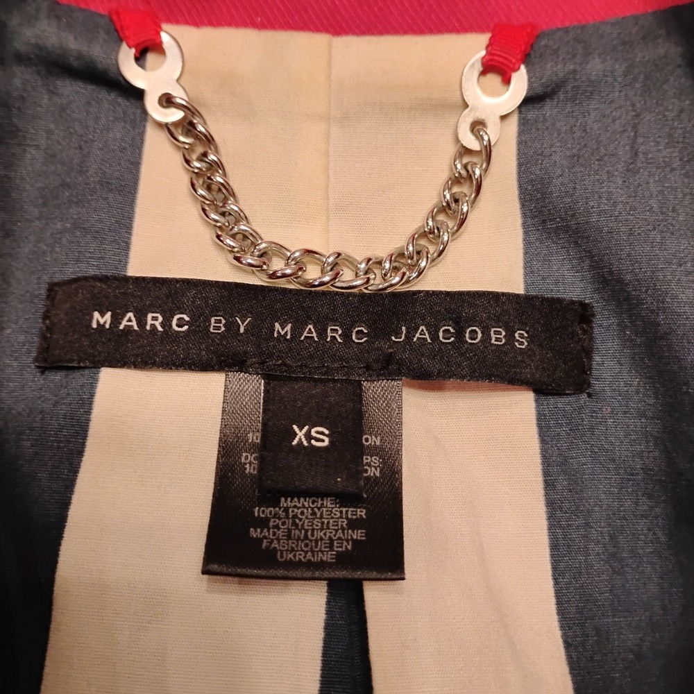 Marc By Marc Jacobs Designer XS Pink Cotton Military Jacket Trench Coat Belted - Picture 7 of 16